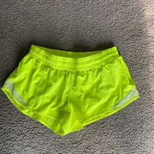 Neon yellow lulu lemon shorts